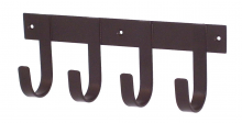 Wall Mount Tack Rack 
Has 4 hooks. Metal with black powdered finish. 9"W x 3"H