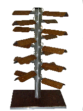 Saddle Stackers English Fourteen Carousel Style

Can hold 14 saddles in a 2.5x4ft area.  Holders available in Dark or Light Oak finish.
 
Base is 32x48in. 


Unit is 6.6ft tall.
